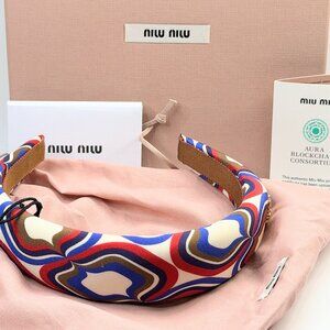 Miu Miu Printed Padded Headband with Box & Authenticity Card GS739
